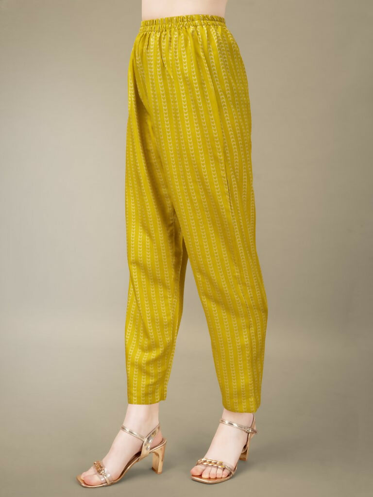 Jyoti Fashion Women's Yellow Rayon Embroidery & Sequence work Kurta with Trouser & Dupatta - Distacart
