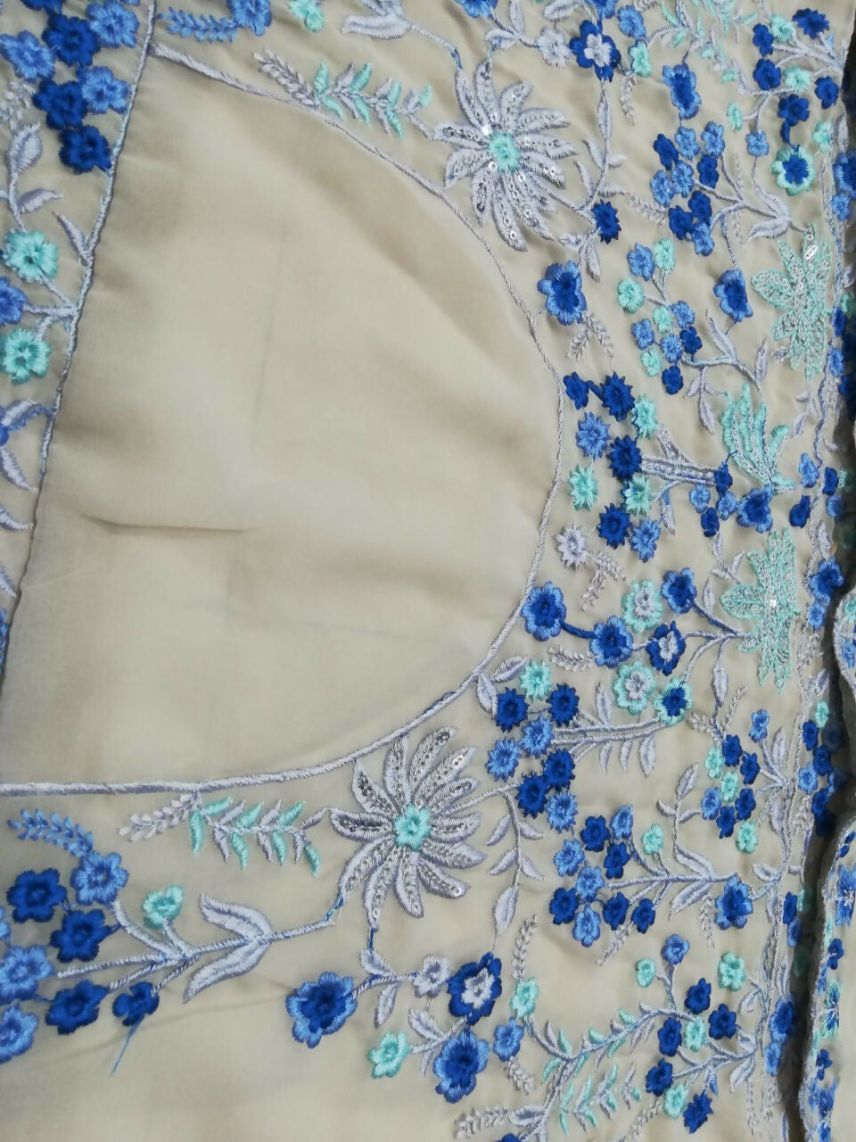 Jyoti Fashion Premium Sky Blue Faux Georgette 3MM Sequins with Thread & Jari Embroidery Lehenga Choli with Dupatta - Distacart