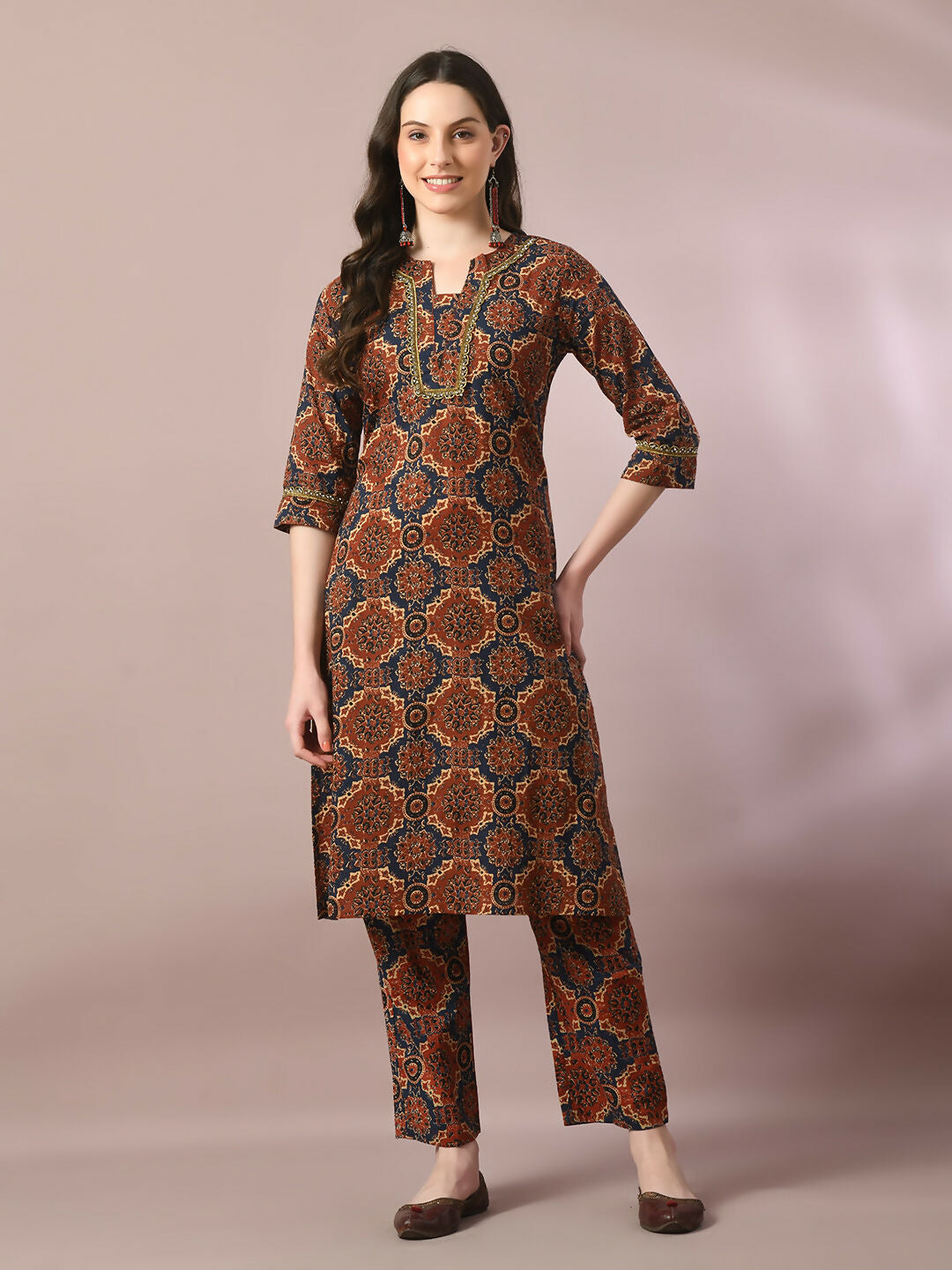 Myshka Women's Multi Printed Cotton Straight Party Kurta Set - Distacart