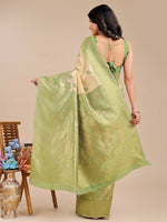 Thumbnail for Astita Banarasi Silk Cream & Light Green Saree