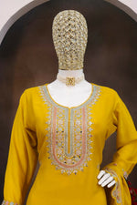 Thumbnail for Anaita Yellow Heavy Chinon Stitched Suit with Embroidery & Sequence Work - Distacart