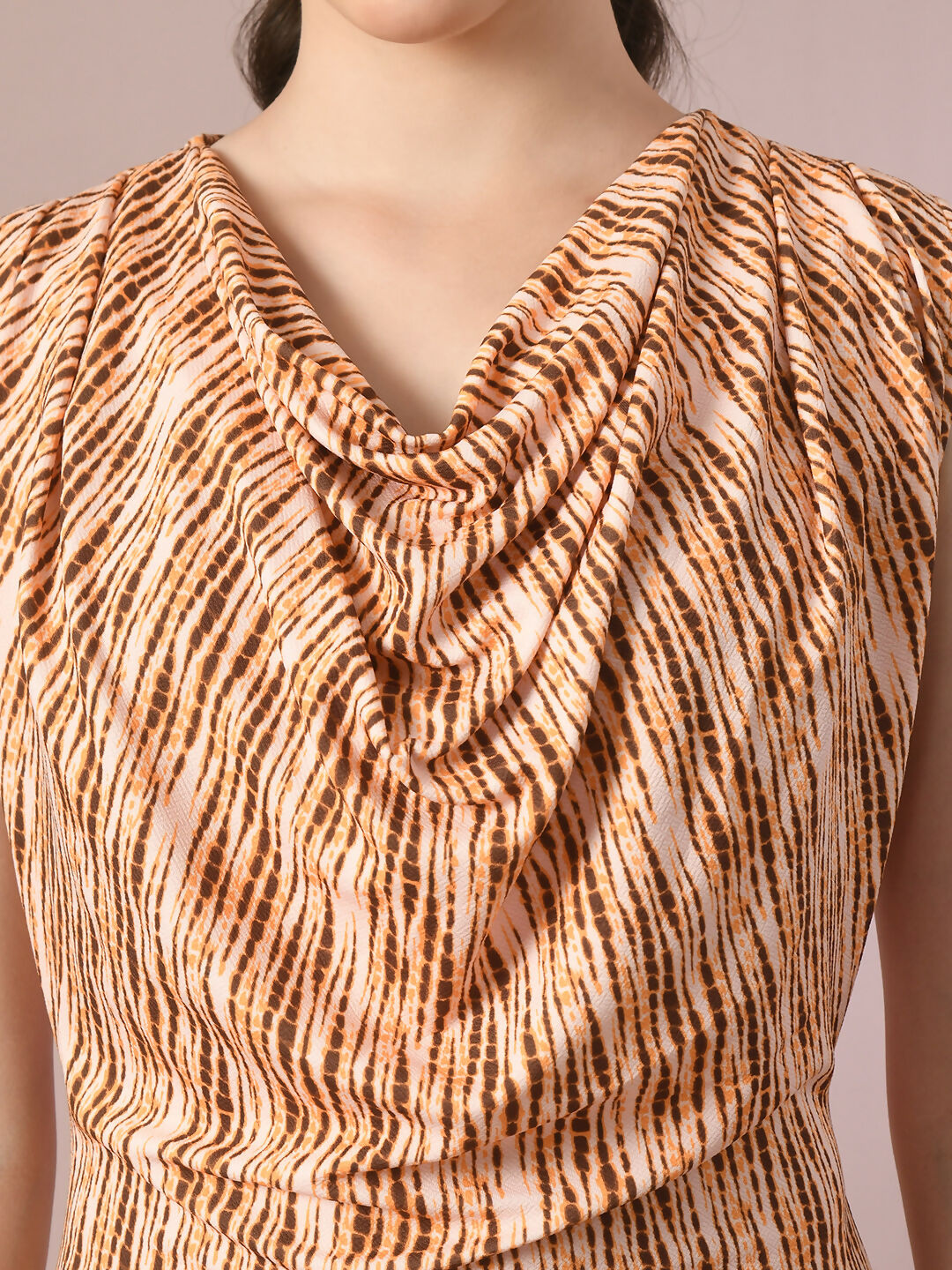 Myshka Women's Multi Printed Cowl Neck Bodycon Party Dress - Distacart