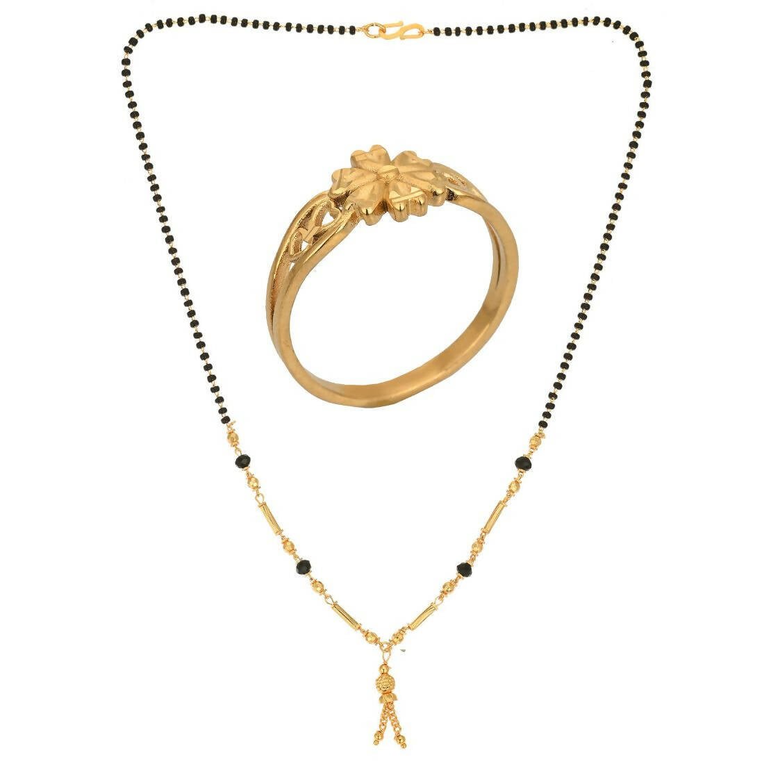 AanyaCentric Gold-plated Mangalsutra & Ring Set - Distacart