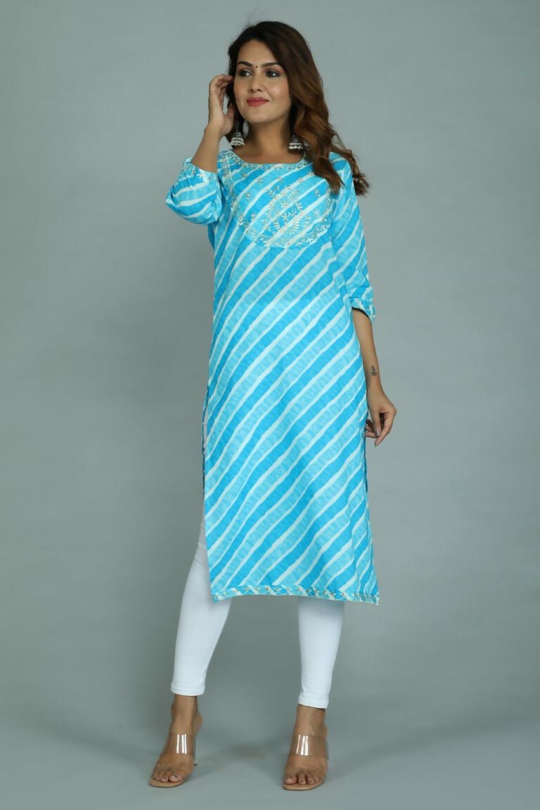 Alvano Women's Stylish Cotton Blend Laheriya Kurti - Distacart