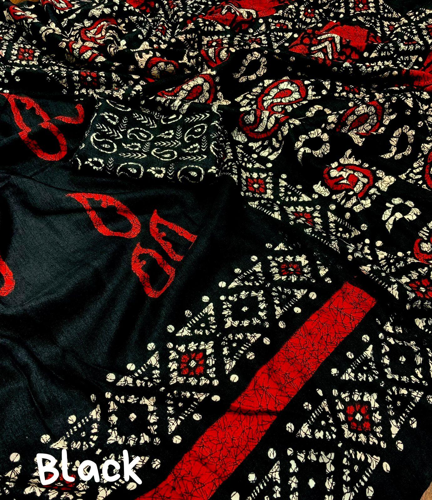 Black Silk Blend Ethnic Motifs Saree with Unstitched Blouse - Hiral Fashion - Distacart