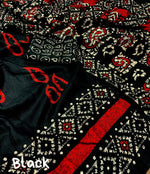 Thumbnail for Black Silk Blend Ethnic Motifs Saree with Unstitched Blouse - Hiral Fashion - Distacart