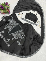 Thumbnail for Teeya Creation Black Color Chinon Silk Wedding Wear Ready To Wear Saree With Koti - Distacart