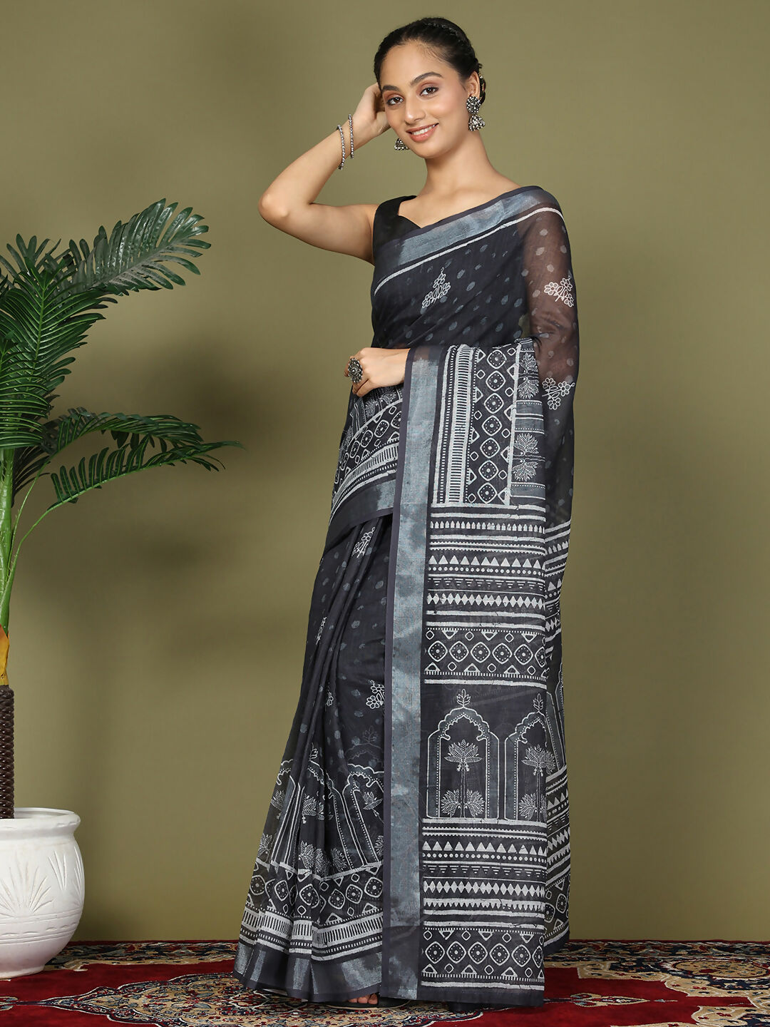 Astita Cotton Black Saree