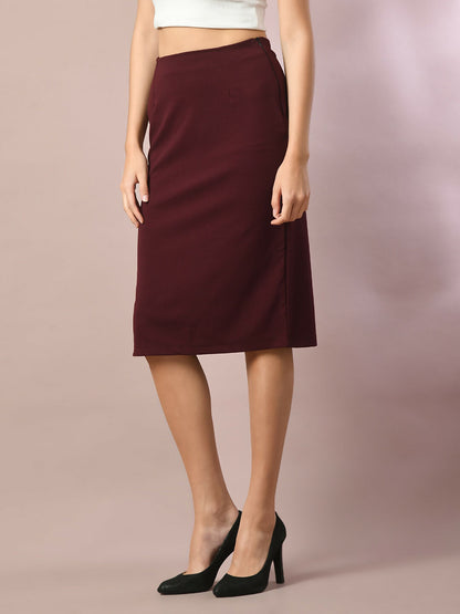 Myshka Women's Brown Solid Knee Length Party Embellished Skirts - Distacart