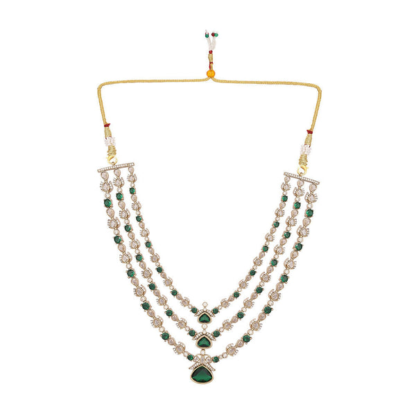 Nuyug 18K Gold Plated Emerald Elysian Layered Necklace Set
