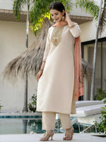 Thumbnail for The52 Women's Beautiful Rayon Fabric Embroidery Work Straight Kurta Pant and Dupatta Set - Distacart