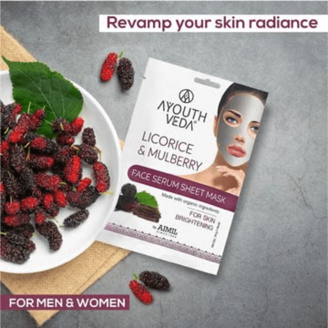Ayouthveda Licorice & Mulberry Face Serum Sheet Mask - Distacart