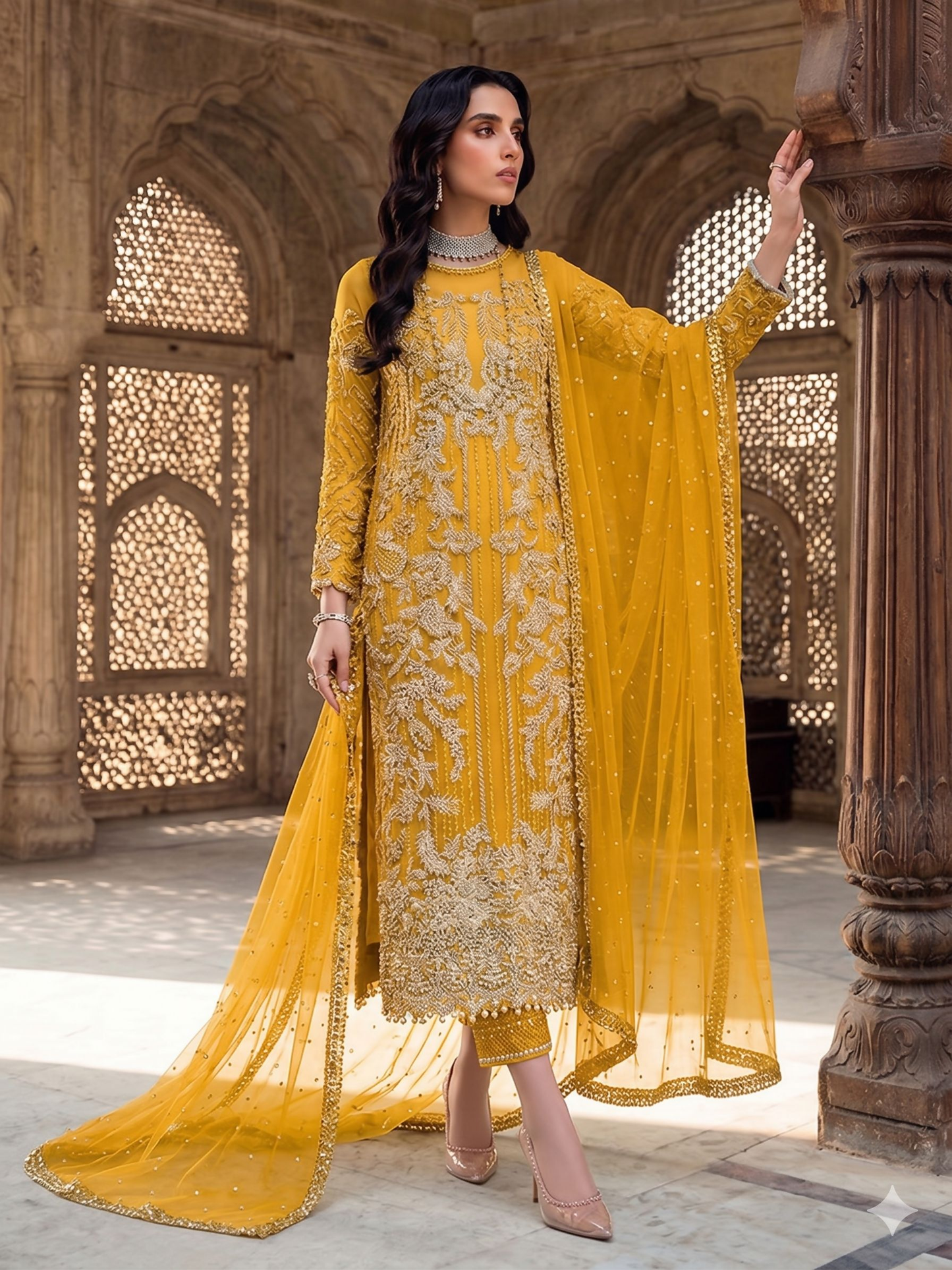 Teeya Creation Womens New Soft Net With Heavy Embroiedery With Sequence Work Kurta Set - Dista