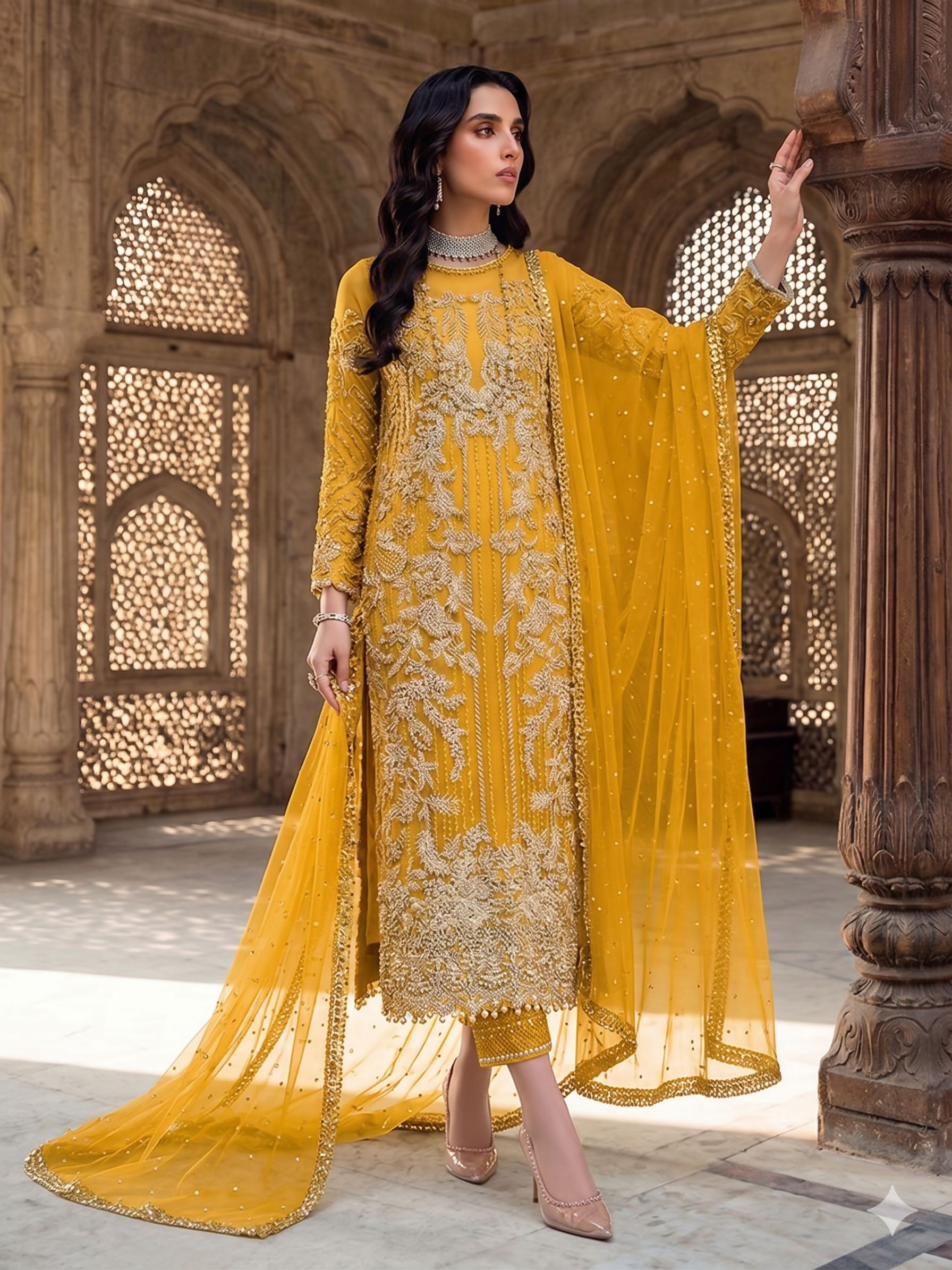 Teeya Creation Womens New Soft Net With Heavy Embroiedery With Sequence Work Kurta Set - Dista