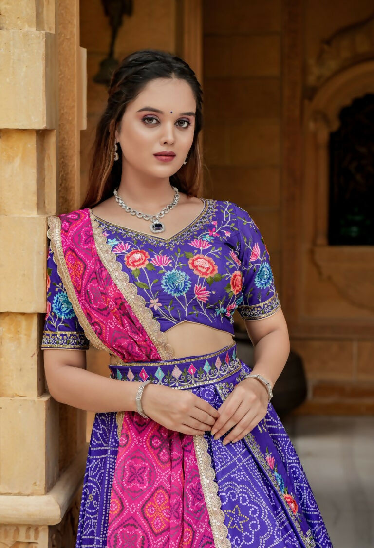 Aastha Fashion lris Purple Cotton Heavy Badhani Printed Readymade Traditional Lehenga Choli Set - Distacart