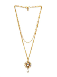 Thumbnail for Layered Kundan and Pearl Gold Neckpiece (gold) - Ruby Raang - Distacart