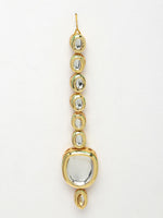 Thumbnail for NVR Women's Gold Kundan-Studded Necklace and Earrings with Mang Tikka - Distacart