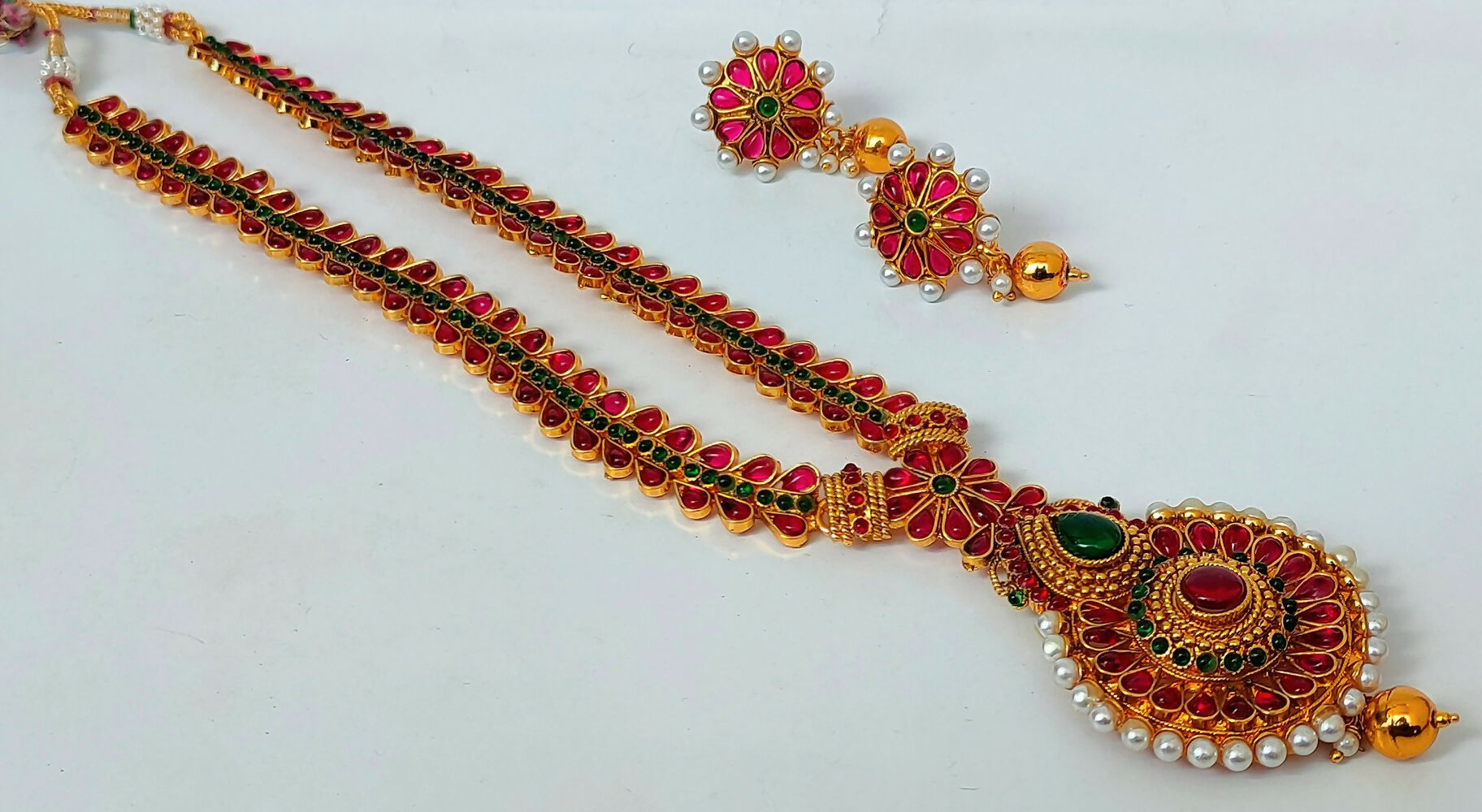 Kemp Pink & Green Necklace Set - Distacart