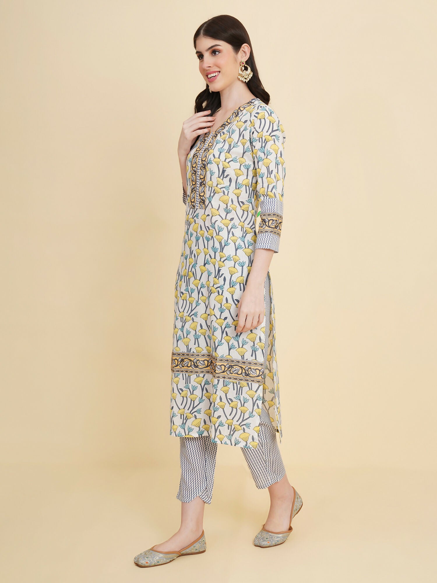 Designer Stylish White cotton Stitched Suit With Dupatta - Tanisha - Distacart
