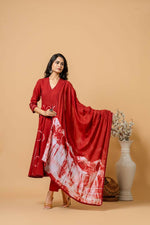 Thumbnail for Joban Fashion Red Tie & Dye Cotton Suit Set - Distacart