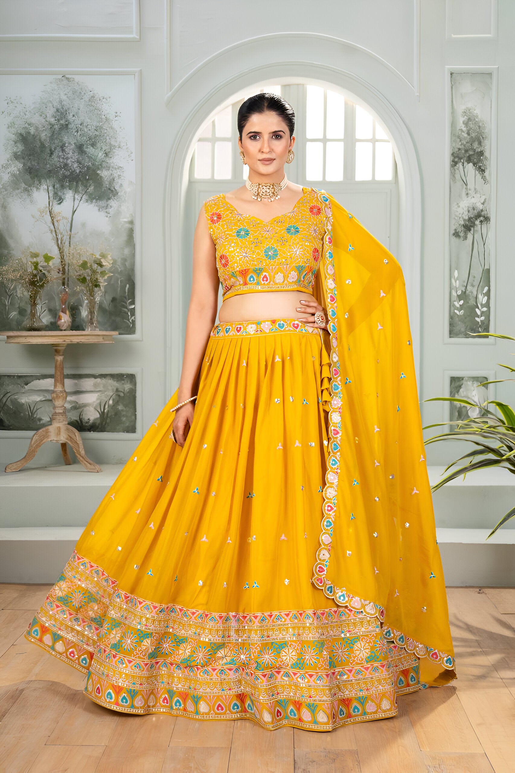 Lehenga Mart Designer Bollywood Style Wedding Wear Lehenga Choli - yellow - Distacart