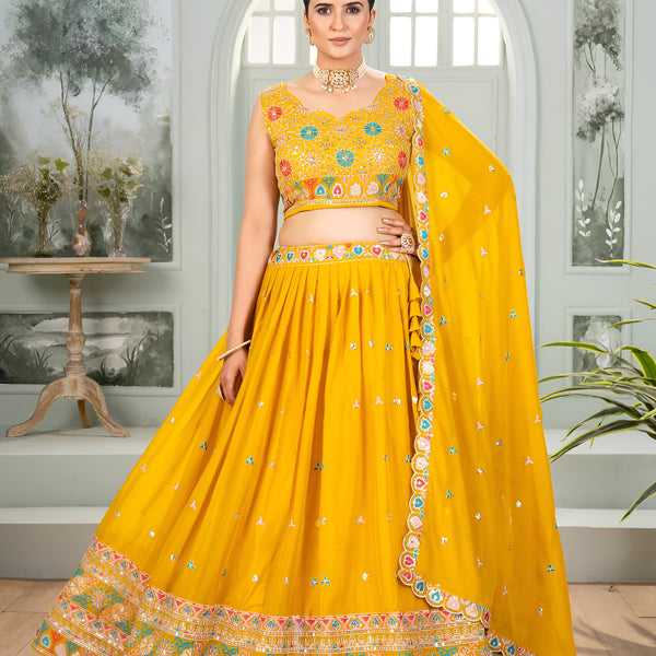 Lehenga Mart Designer Bollywood Style Wedding Wear Lehenga Choli - yellow - Distacart