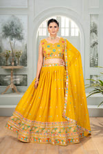Thumbnail for Lehenga Mart Designer Bollywood Style Wedding Wear Lehenga Choli - yellow