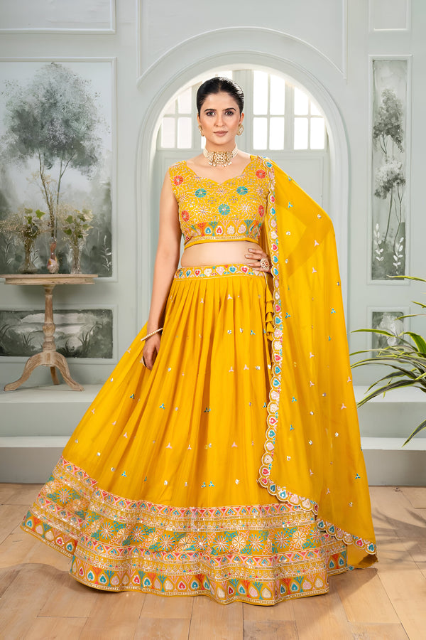 Lehenga Mart Designer Bollywood Style Wedding Wear Lehenga Choli - yellow