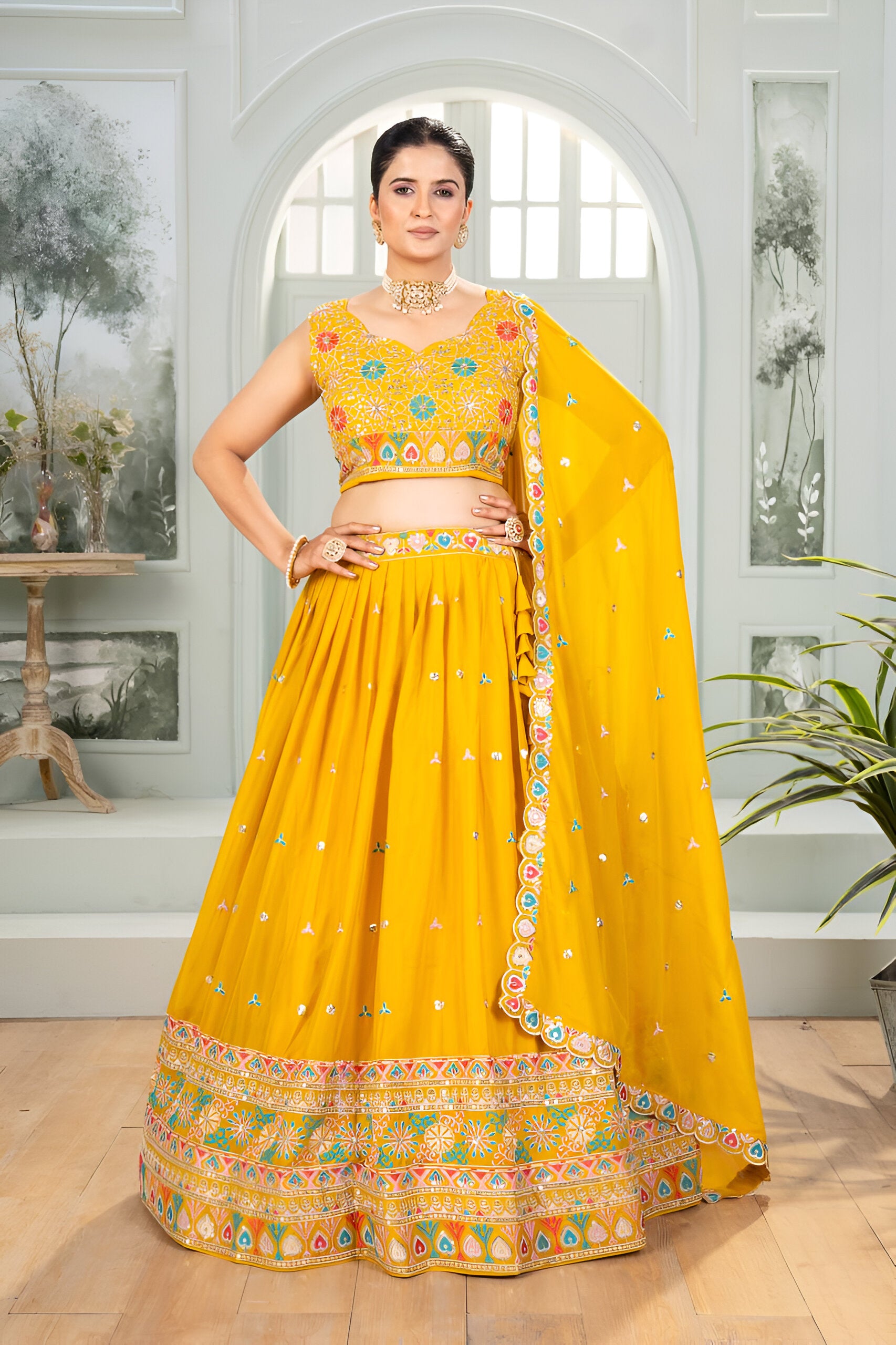 Lehenga Mart Designer Bollywood Style Wedding Wear Lehenga Choli - yellow - Distacart