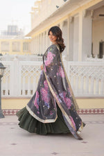 Thumbnail for Preksha Creation Faux Georgette With Sequins Embroidered Work Women Lehenga Choli - Light Green - Distacart