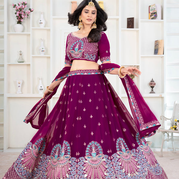 Lehenga Mart Designer Wedding Lehenga Choli For Women - Purple - Distacart