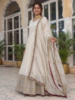 Thumbnail for Lehenga Mart Designer Anarkali Suit Ready To Wear Kurta Pant With Dupatta For Women-White - Distacart