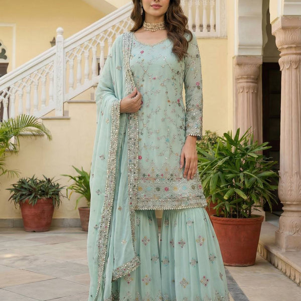 Lehenga Mart Stunning Sharara Set For Women-Mint Green - Distacart