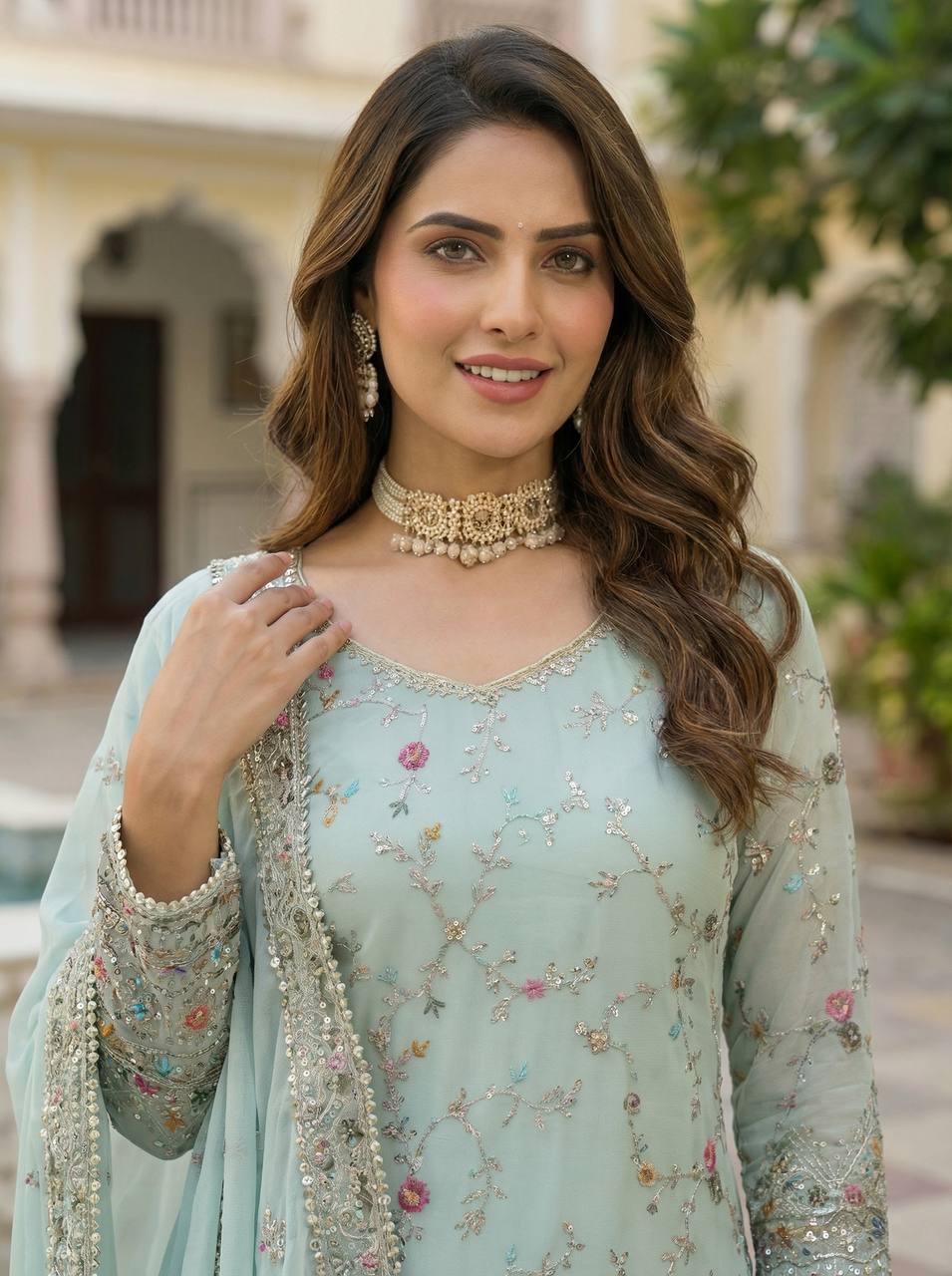 Lehenga Mart Stunning Sharara Set For Women-Mint Green - Distacart