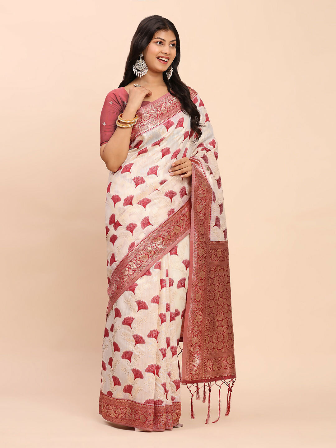 Astita Linen Cotton Maroon Saree