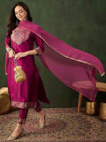 Thumbnail for Sangria Woven Design Kurta & Trouser With Dupatta