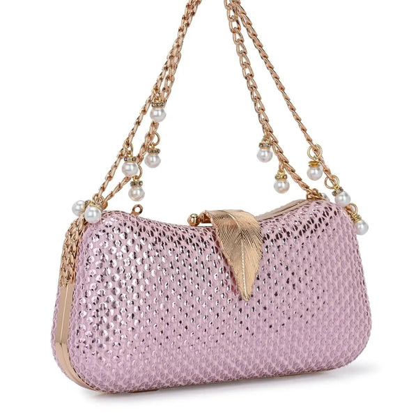 Joban Fashion Handicraft Hand Embroidered Box Clutch Bag Purse For Bridal, Casual, Wedding Bag For Women & Girls - Pink - Dista