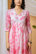 Thumbnail for Joban Fashion Pink Tie & Dye Kurta Pant Set - Distacart