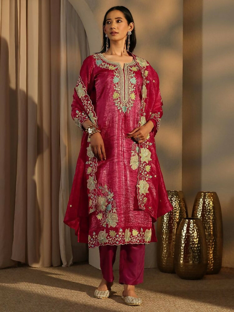 Teeya Creation Rani Color Barsana Silk Pakistani Style Salwar Suit - Distacart