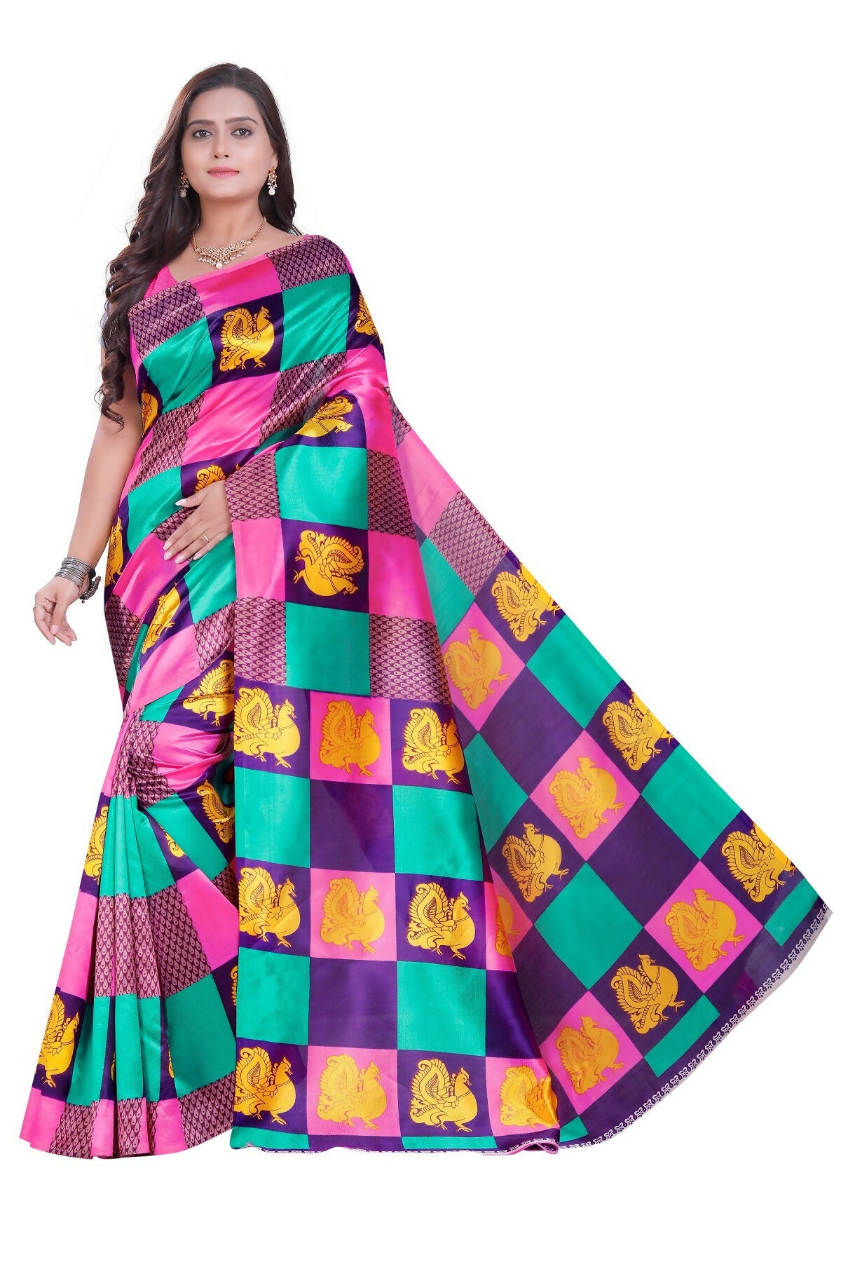 Vamika Pink Printed Art Silk Saree - Distacart
