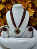 Inhanns All-Day Statement Beaded Necklace Set - Maroon - Distacart