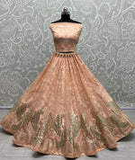 Thumbnail for Jyoti Fashion Women's Peach Bridal Net Fancy Foil & Sequins with Multi Thread Embroidered Wedding Lehenga Choli - Distacart