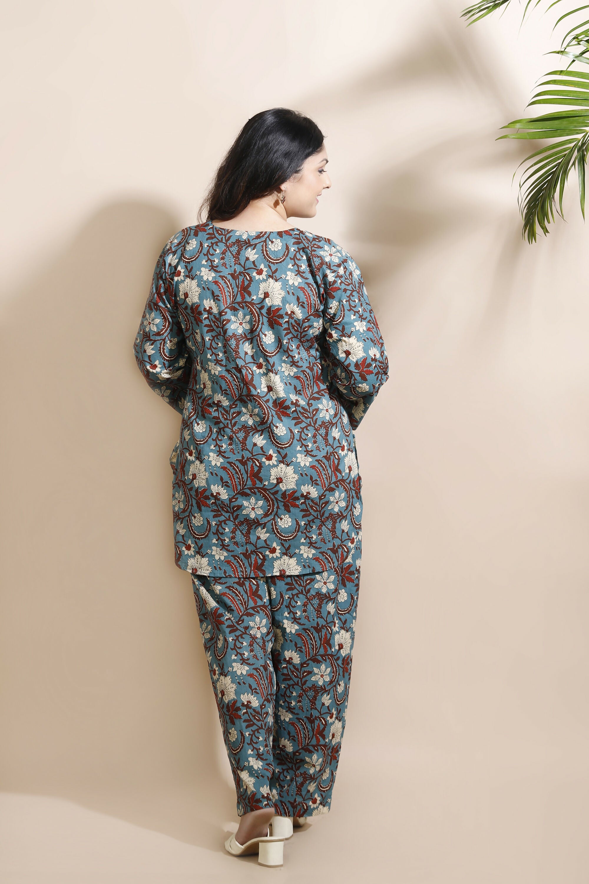 Breathables Blue Kalamkari Kurta & Pant Cotton Co-Ord Set - Dista