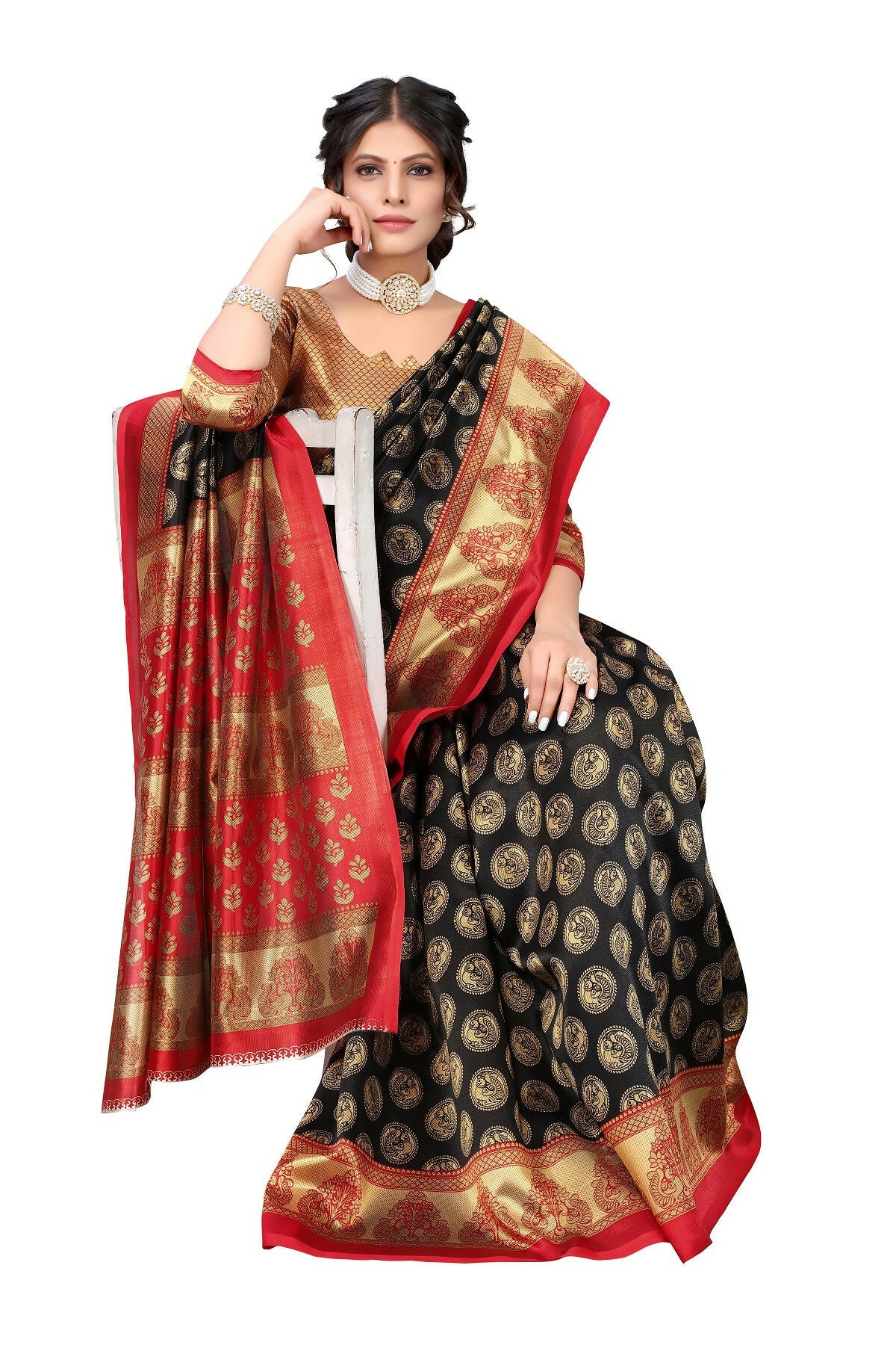 Vamika black Printed Art Silk Saree - Distacart