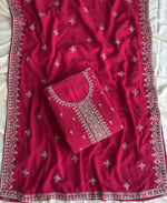 Thumbnail for KC Rani Pink Georgette Straight Suit With Heavy Embroidery - Dista