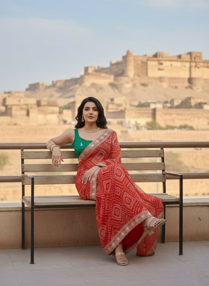 Teeya Creation New Exclusive Wedding Wear Georgette Saree-Pink - Dista