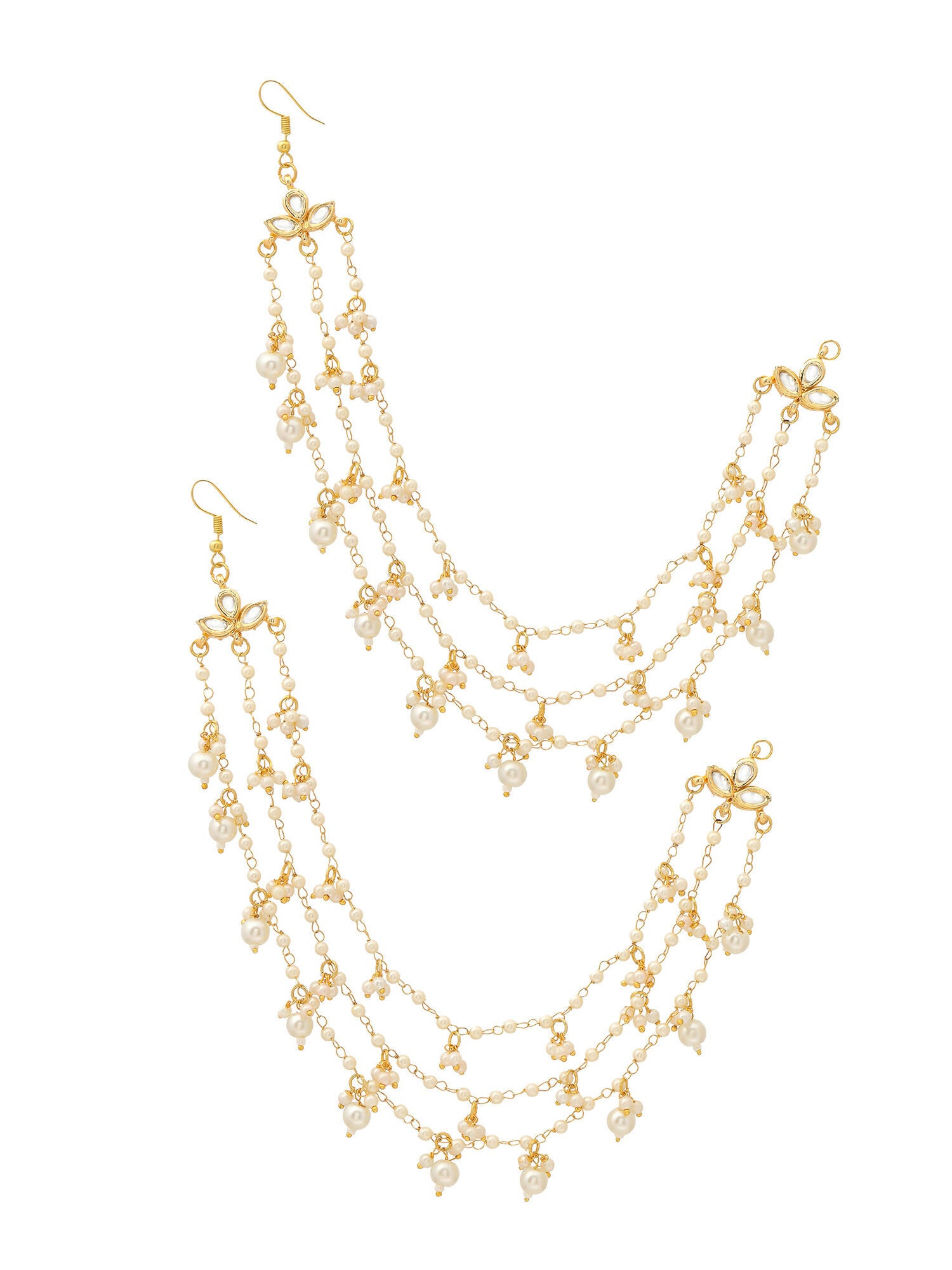 Ruby Raang Gold Pearl Ear Chains (set of 2)