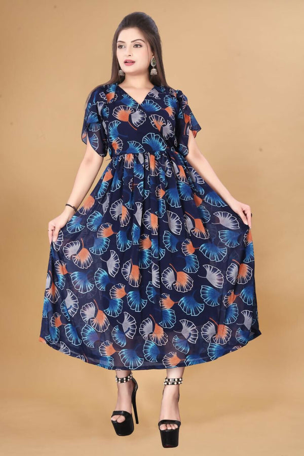 Preksha Creation New Georgette Floral Print Black New Women Gown - Distacart