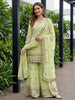 Teeya Creation Pista Faux Georgette Multi Thread Work Wedding Wear Sharara Set - Distacart