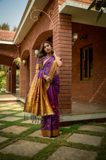 Thumbnail for Jyoti Fashion Women's Purple Paithani Silk Zari Woven Saree with Blouse - Distacart